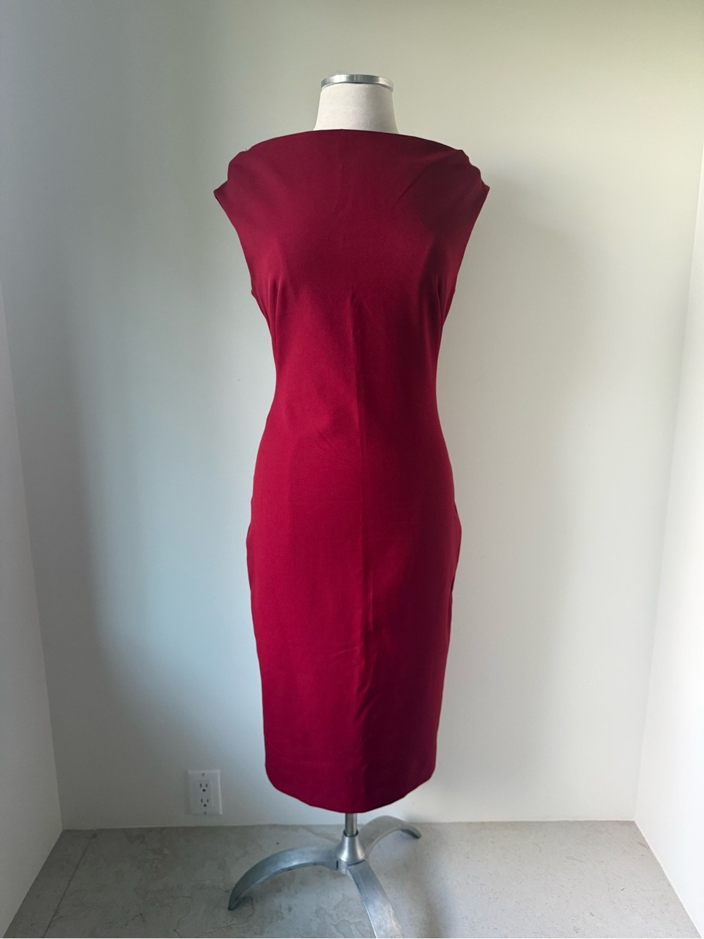 Zara Deep Red Midi Sheath Dress